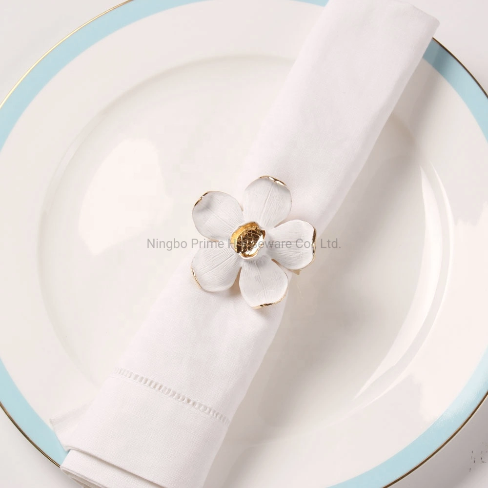 White Flower Napkin Rings for Amazon Supply Flower Napkin Ring for Spring Season Decoration