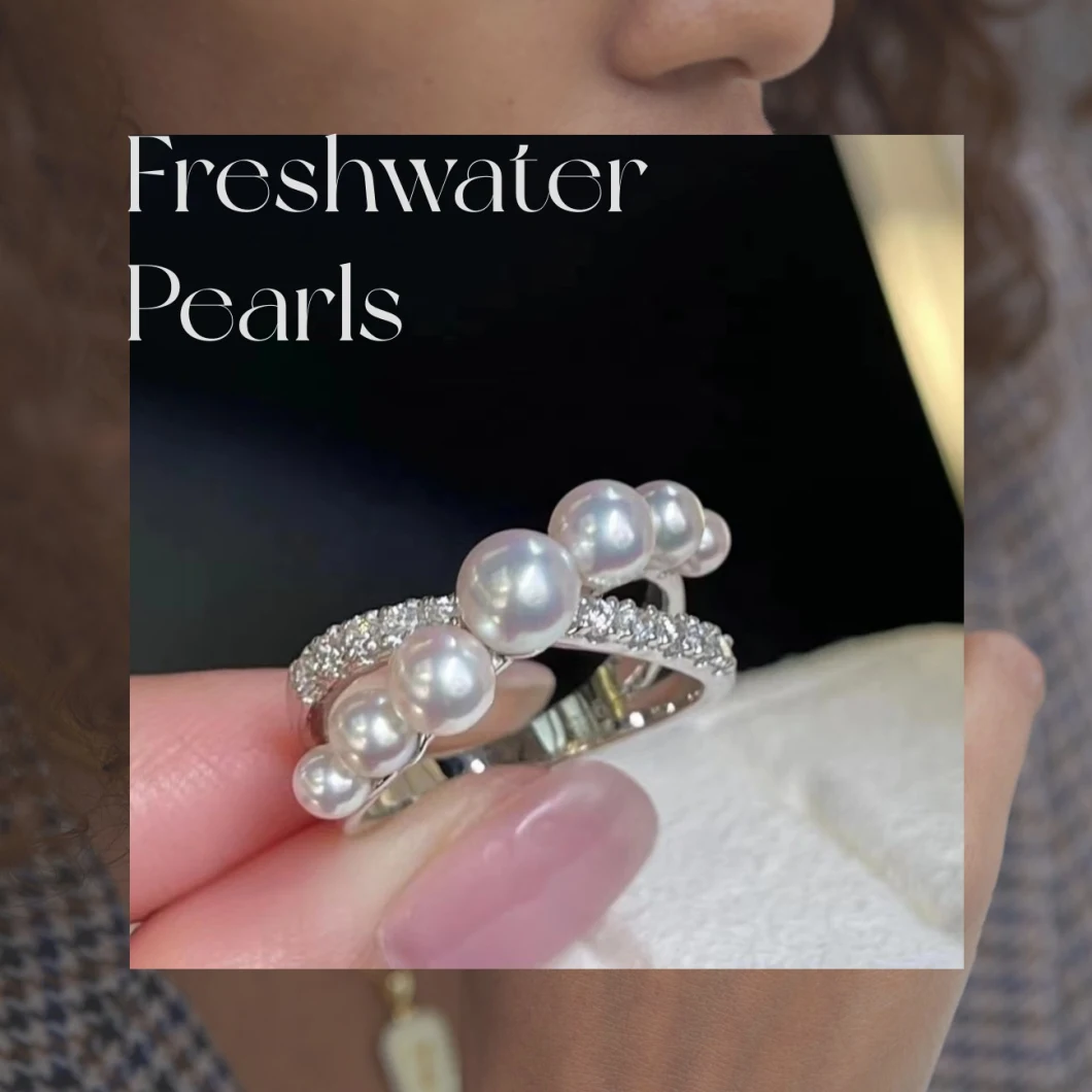 Natural Freshwater Pearl 925 Silver Ring Jewelry Women High End 18K Gold Plated Engagement Jewelry Wholesale Elegant Luxury Rings