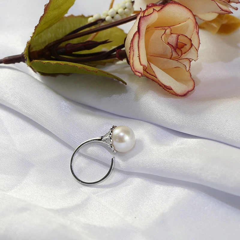 Morning Glory Flower 10.5mm 3A Near Round Wholesale Freshwater Women Pearl Rings