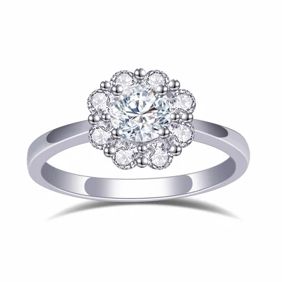 메시 주얼리 Ms-549 여성을 위한 18K 골드 꽃 모양 맞춤형 랩 다이아몬드 반지